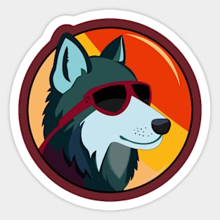 Wolf face with sunglass Sticker